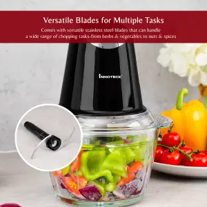 Innoteck Kitchen Pro 1L Mini Chopper 2 Speeds 500W with Glass Bowl and Stainless Steel Blades