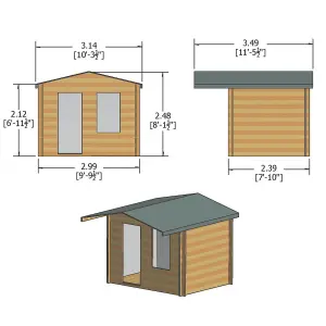 Shire Hopton 10x8 ft Toughened glass & 1 window Apex Wooden Cabin