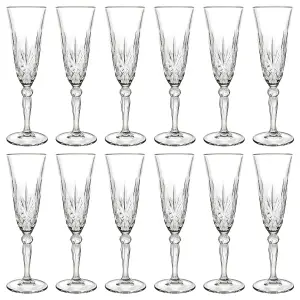 RCR Crystal Melodia Glass Champagne Flutes - 160ml - Pack of 12