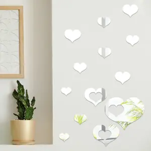 Walplus Crystal Romantic Hearts Mirror Sticker