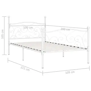 Berkfield Bed Frame with Slatted Base White Metal 100x200 cm