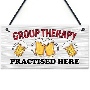 Red Ocean Funny GROUP THERAPY Sign Bar Signs And Plaques Home Decor Man Cave Shed Sign Friendship Gifts