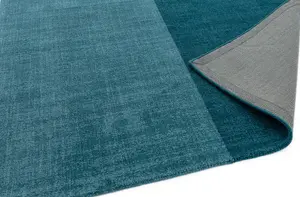 Teal Geometric Handmade Luxurious Modern Wool Rug Easy to clean Living Room and Bedroom-160cm X 230cm