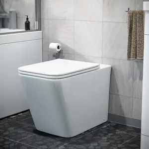 Nes Home Square Rimless Back To Wall Toilet With UF Seat White