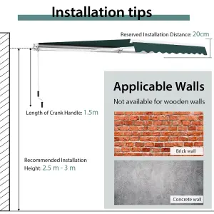 Costway 3.6 x 3m Patio Awning Manual Garden Canopy Sun Shade Retractable Shelter Outdoor