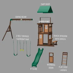 Backyard Discovery Lakewood Cedar Wooden Climbing Frame with 3 x Swings and 1 x Slide