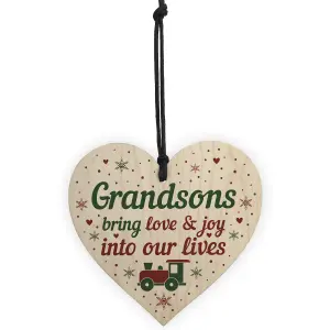 Red Ocean Grandson Gifts From Grandparents Wooden Heart Birthday Christmas Xmas Keepsake Nan Gift