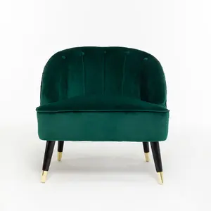 Velvet Emerald Green Kensington Slipper Bedroom Accent Chair