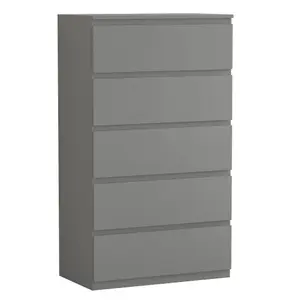 Vida Designs Denver Grey 5 Drawer Chest (H)1120mm (W)700mm (D)400mm