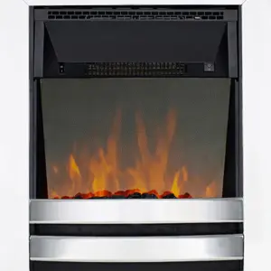 Focal Point Langham 2kW Chrome effect Electric Fire With reflective glass flame (H)555mm (W)390mm (D)114mm