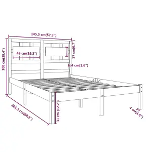 Berkfield Bed Frame Black Solid Wood 140x200 cm