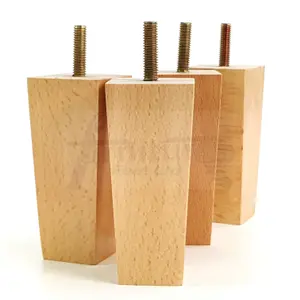 4 x SOLID WOOD FURNITURE FEET 100mm HIGH REPLACEMENT FURNITURE LEGS SOFAS CHAIRS STOOLS M8 Natural