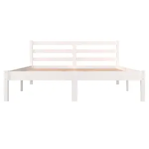 vidaXL Bed Frame Solid Wood Pine 135x190 cm Double White