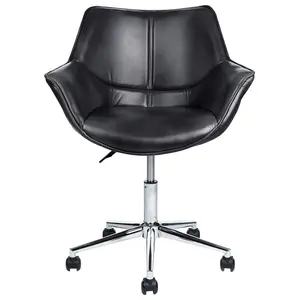 Desk Chair Faux Leather Black NEWDALE