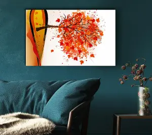 Autumn Orange Tree Canvas Print Wall Art - Medium 20 x 32 Inches