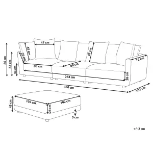 3 Seater Fabric Sofa with Ottoman Light Grey SIGTUNA