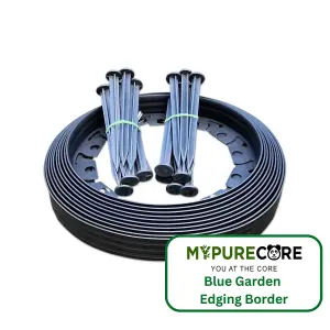 Flexible Graphite Garden Edging Border 10m Complete with 20 Securing Pegs Perfect Flower Beds Lawns and Pavement Design 40mm High