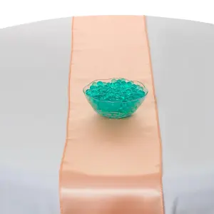 Neel Blue 11x 108 Inch Plain Satin Silk Table Runner, Peach