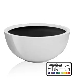 Primrose Gloss White Garden Outdoor Fibreglass High Low Bowl Planter 72cm