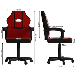 Latitude Run Muskoka Adjustable Ergonomic Faux Leather Swiveling PC & Racing Game Chair Red