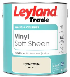 Leyland Trade Vinyl Soft Sheen Walls & Ceilings Emulsion Paint Oyster White (RAL 1013) - 2.5L