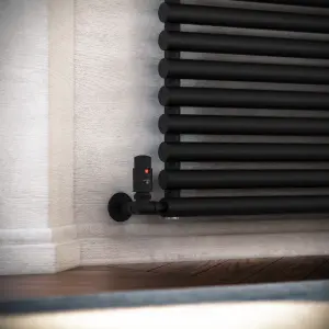 Terma Vision Heban black Right sided Corner Radiator valve & lockshield (Dia)15mm x ½"