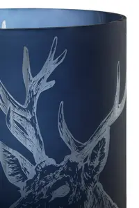 Interiors by Premier Large Blue Stag Candle Holder, Blue Glass Construction Candle Holder, Stag Motif with Attractive Details