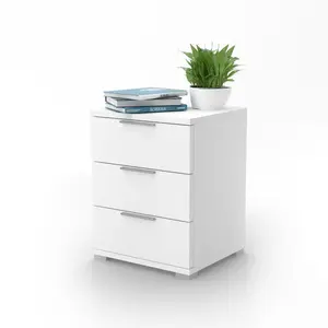 Machias 3 Drawer Bedside Table White