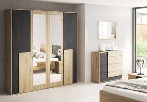 Enhance Your Bedroom with the Elegant Bafra Chest of Drawers (1000mm x 900mm x 400mm) in Oak Artisan & Norwegian Pine