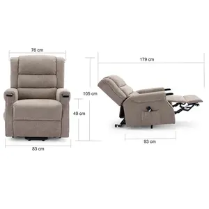 Ashfield Electric Fabric Single Motor Riser Rise Recliner Lift Mobility Tilt Chair Mocha