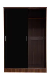 REFLECT XL 2 Door Sliding Wardrobe in Gloss Black Door Fronts and Walnut Carcass