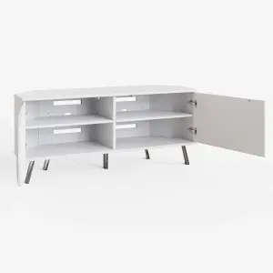 Elevate White Corner TV Cabinet with mood lighting & Intelligent eye