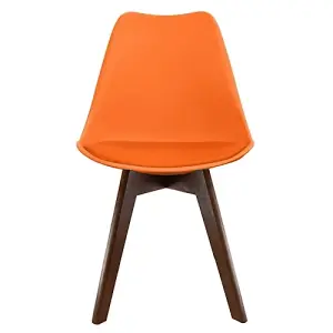 Soho Orange Plastic Dining Chair with Squared Dark Wood Legs