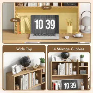 Costway Desktop Bookshelf Tabletop Display Rack Storage Organizer w/ 4 Cubbies