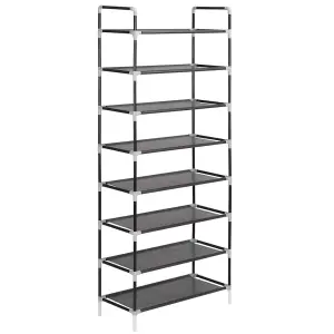 Berkfield Shoe Rack with 8 Shelves Metal and Non-woven Fabric Black