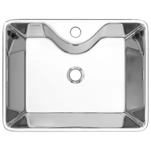 Berkfield Wash Basin with Faucet Hole 48x37x13.5 cm Ceramic Silver