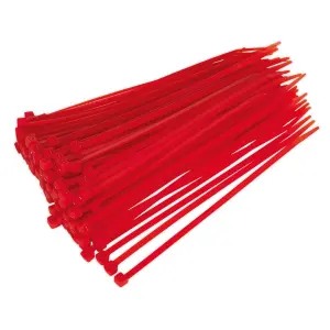 Sealey Cable Ties 200 x 4.8mm Heat Resistant Pack Of 100 Red CT20048P100R