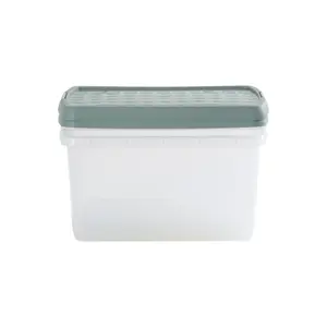 Wham Clip 2x 14L Rectangular Plastic Storage Boxes with Secure Clip Lock Lids. L:39 x W:24 x H:21cm Clear/Green Milieu/Stone