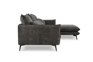 Savoy 3 Seater Velvet Sofa With Right Hand Chaise, Steel Grey Velvet