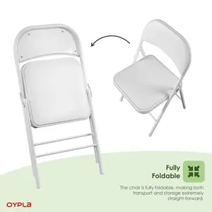 Oypla Heavy Duty White Padded Folding Metal Desk Office Chair Seat