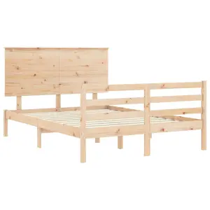 Berkfield Bed Frame with Headboard Small Double Solid Wood