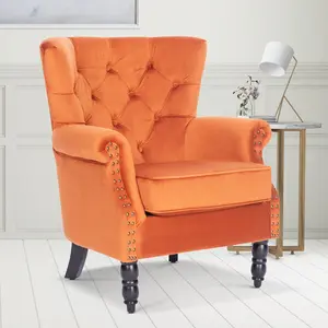 Velvet Orange Liana Accent Wingback Chair