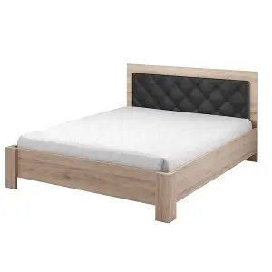 Transform Your Bedroom with the Elegant Bari Bed Frame (1690mm x 1000mm x 2060mm) in Oak San Remo & Black