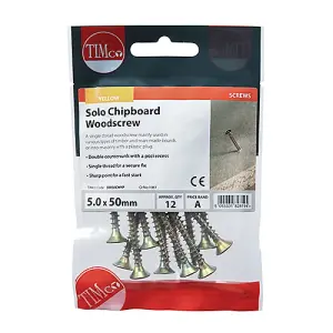 TIMCO Solo Countersunk Gold Woodscrews - 5.0 x 50 (12pcs)