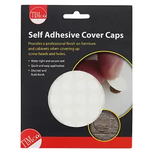 Timco - Self-adhesive Screw cover - White Matt (Size 13mm - 112 Pieces)