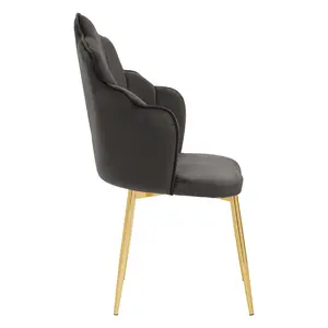 Interiors by Premier Contemporary Black Velvet Dining Chair, Durable & Adjustable Velvet Office Chair, Backrest Accent Chair