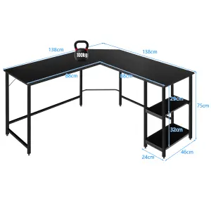 Costway Industrial L-Shaped Corner Computer Desk PC Table Large Workstation w/ Storage