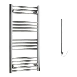 Bray Electric Heated Towel Rail, Prefilled, Straight, Chrome - W500 x H1000 mm