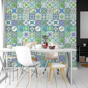 Walplus Vintage Turquoise Combo Mix Tile Stickers