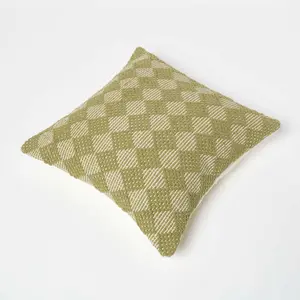 Homescapes Lima Handwoven Textured Green Cushion 45 x 45 cm